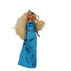DFA Doll 12" Wearing Crown And Blue Dress Princess Blonde Hair